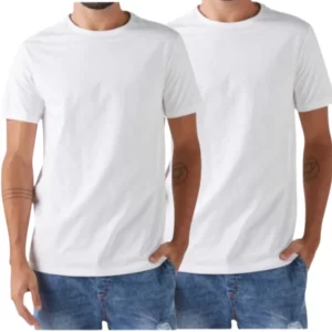 Kit 2 Camisetas Branca Básica Unissex Casual ou para Sublimação e personalizações