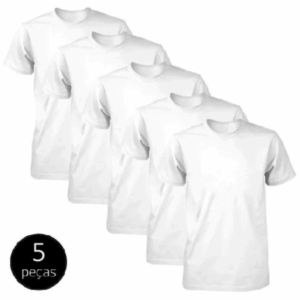 Kit 5 Camisetas Branca Básica Unissex Casual ou para Sublimação e personalizações