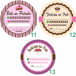 Kit 500 Tags Etiquetas Adesivas Personalizada p/ Bolo no Pote Geladinho Gormet, trufas e Doces 3x3cm