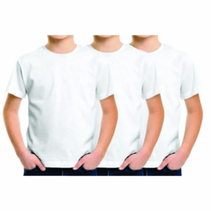 Kit 3 Camisetas Infantil Branca Básica Unissex Casual ou para Sublimação e personalizações