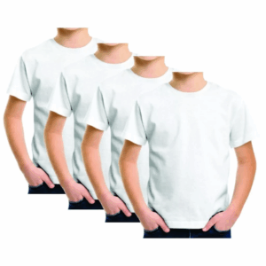 Kit 4 Camisetas Infantil Branca Básica Unissex Casual ou para Sublimação e personalizações