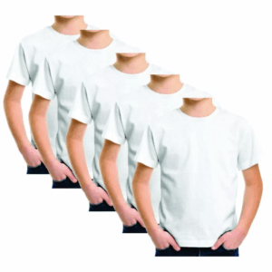 Kit 5 Camisetas Infantil Branca Básica Unissex Casual ou para Sublimação e personalizações
